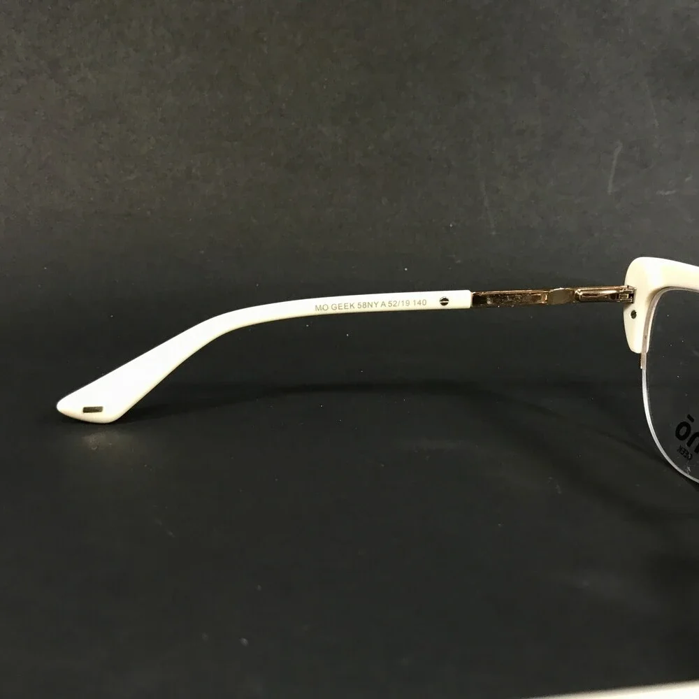 MO Eyewear Eyeglasses Frames GEEK 58NY A Ivory Gold Cat Eye Full Rim 52-19-140